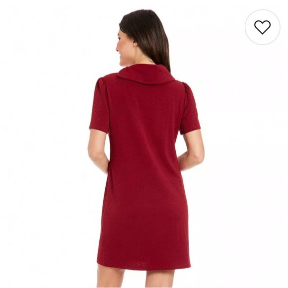 NWT London Times Berry Red Collared Sheath Dress Women's Size 12 Gold Buttons - Picture 2 of 9